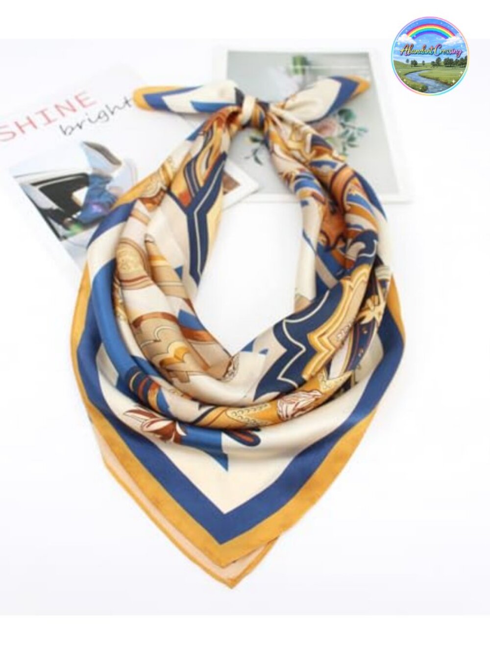 100% Mulberry Silk Square Scarf 35x35 Hair Wrap Two-Sided Gift Packed - Picture 3 of 6